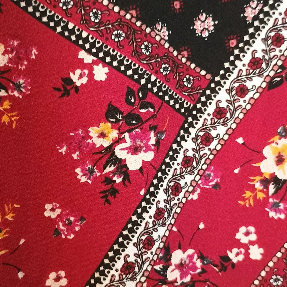 Westport/Tunic Top/Womens L/Black Wine Yellow/Patchwork Boho - Picture 4 of 8